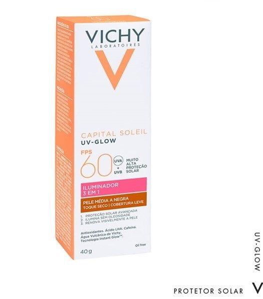 Protetor Solar Facial UV-Glow FPS60 Com Cor 40g - Imagem 5